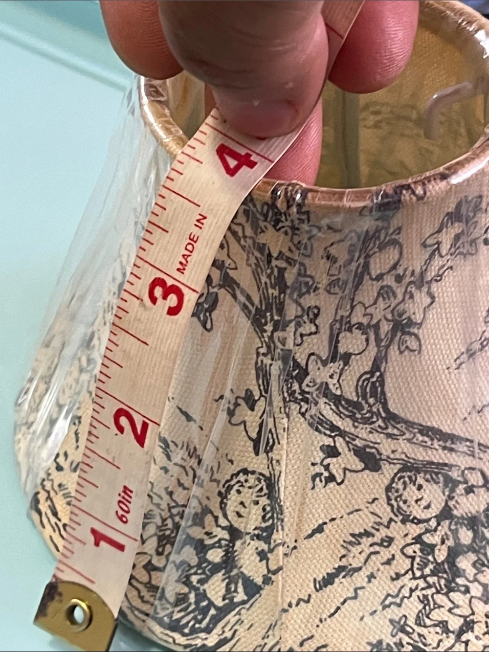 Beige Toile Fabric Lantern Shade - Unbranded